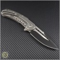 (#SCB445ST) Steelcraft Bodega Grey Ti Handle w/ Scalloped G10, Plain Fluted 2-Tone Black Blade with Satin Flats - Back