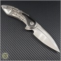 (#STC-002) Begg Knives Custom Glimpse Silver Ti Handle w/ Zirconium, Fluted Satin Blade - Back