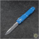 (#VNT-0110) Microtech Blue UTX-70 S/E Black Plain - Front