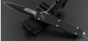 (#120-1) Microtech Ultratech Bayonet Black Plain - Front