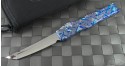 Microtech Knives Custom Other Halo V T/E Automatic OTF S/A Knife (4.6in Mirror Polished Plain) HaloVsplash-s - Front