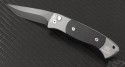 (#BR-1202) Brend Auto #2 Grey / Black G-10 Black Plain Blade - Front