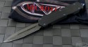 Microtech Knives Custom Carbon Fiber Scarab D/E Automatic OTF D/A Knife (3.44in Damascus Plain ) SCRB-CF-DAM - Front