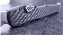 (#MTC-0305) Marfione Custom CF Halo VI Hellhound Tanto Mirror Polish w/ Blue Ti Hardware - Additional View
