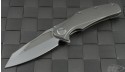Microtech Knives Custom Metal Mini Matrix S/E Flipper Knife (3in Stonewashed Plain 154-CM) mini-matrix-c-ti - Front