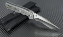 Brend Knives Custom Gray Marauder S/E Folder Knife (3.875in Satin Plain 154-CM) BREND-MAR - Additional View