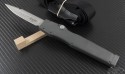 Microtech Knives Gray Combat Front Opener (CFO) S/E Automatic OTF S/A Knife (4in Bead Blasted Plain ATS-34) VNT-0017 - Front