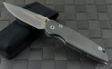 Pro-Tech Gray TR3 Integrity S/E Folder Knife (3.5in Stonewashed Plain S35-VN) PT-7701 - Front