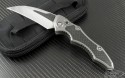 Microtech Knives Custom Metal Kestrel S/E Automatic Folder S/A Knife (3.75in Mirror Polished Plain ATS-34) kestrel-c-ti-cf - Front