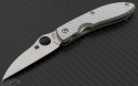 Spyderco Silver Air S/E Folder Knife (2.375in Satin Plain CPM M4) SPY-C159GFP - Front