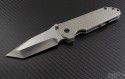 Alex Shunnarah Custom Silver Tanto T/E Folder Knife (3.1in Satin Plain) shun-te - Front