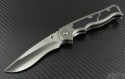 Brend Knives Custom Gray Marauder S/E Folder Knife (3.875in Satin Plain 154-CM) BRND-Mar-SE - Front