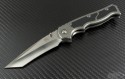 Brend Knives Custom Gray Marauder T/E Folder Knife (3.875in Satin Plain 154-CM) BRND-Mar-TE - Front