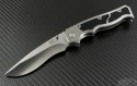 Brend Knives Custom Silver Marauder S/E Folder Knife (3.875in Satin Plain 154-CM) BRND-C-Mar - Front