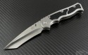 Brend Knives Custom Silver Marauder T/E Folder Knife (3.875in Satin Plain 154-CM) BRND-C-Mar-T - Front