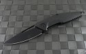 Brous Blades Carbon Fiber Division Flipper S/E Knife (4.25in Black Plain D2) JB-DIV-BK - Front