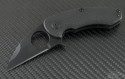 Brous Blades Carbon Fiber Silent Soldier Flipper Warncliffe Knife (2.1in Black Plain D2) JB-SS-FOLDER-BK - Front