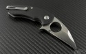Brous Blades Carbon Fiber Silent Soldier Flipper Warncliffe Knife (2.1in Satin Plain D2) JB-SS-FolderV2 - Back