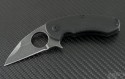 Brous Blades Carbon Fiber Silent Soldier Flipper Warncliffe Knife (2.1in Stonewashed Plain D2) JB-SS-FOLDER-ACIDSW - Front