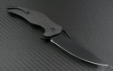 Brous Blades Carbon Fiber VR-71 S/E Flipper Knife (4in Black Plain D2) JB-VR71-BL - Back