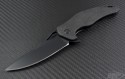 Brous Blades Carbon Fiber VR-71 S/E Flipper Knife (4in Black Plain D2) JB-VR71-BL - Front