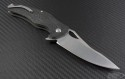 Brous Blades Carbon Fiber VR-71 S/E Flipper Knife (4in Stonewashed Plain D2) JB-VR71-SW - Back