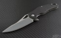 Brous Blades Carbon Fiber VR-71 S/E Flipper Knife (4in Stonewashed Plain D2) JB-VR71-SW - Front