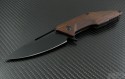 Brous Blades Custom Brown Division Flipper S/E Knife (4.25in Black Plain D2) JB-DIV-COCO - Front