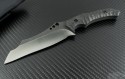 Brous Blades Custom Carbon Fiber TFB-S S/E Fixed Knife (4.6in Satin Plain D2) JB-TFB-S - Front