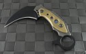 Brous Blades Custom Metal 215 Karambit Fixed Knife (2.75in Black Plain D2) JB-215 - Front