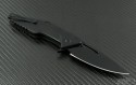 Brous Blades Mini Division Flipper S/E Knife (3.5in Black Plain D2) JB-MDIV-BK - Back