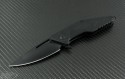 Brous Blades Mini Division Flipper S/E Knife (3.5in Black Plain D2) JB-MDIV-BK - Front