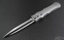 Burn Knives Custom Stainless Steel Razor D/E Automatic OTF D/A Knife (4.48in Mirror Polished Plain) Burn-Razor-C - Front