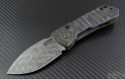 Crusader Forge Custom Metal VIS-T S/E Folder Knife (3.5in Damascus Plain ) CF-VIST-Dam-Ti - Front