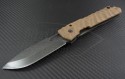 Crusader Forge Custom Tan FIFP EX S/E Folder Knife (4.75in Stonewashed Plain S30-V) CF-FIFP-EX-GSW - Front