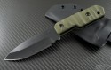 Crusader Forge Green TCFM S/E Fixed Knife (4in Black Plain S30-V) CF-TCFM03-TAD - Front