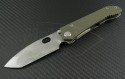 Medford Knife & Tool OD Green 187DPT T/E Flipper (3.75in Vulcan Plain D2) MKT-187DPT-OD1 - Front
