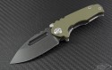 Medford Knife & Tool OD Green Micro Praetorian S/E Folder (Black Plain) MKT-MPRAET-OD-BLK - Front