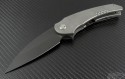 Medford Knife & Tool Silver Viper S/E Flipper (4in Black Plain D2) MKT-VIPER-Ti - Front