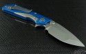 Microtech Knives Blue DOC S/E Flipper Knife (3.875in Bead Blasted Plain CPM-154) 153-7BL - Back