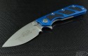 Microtech Knives Blue DOC S/E Flipper Knife (3.875in Bead Blasted Plain CPM-154) 153-7BL - Front