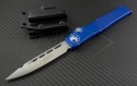 Microtech Knives Blue Halo V S/E Automatic OTF S/A Knife (4.6in Satin Plain N690) 151-4BL - Front
