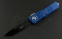 Microtech Knives Blue Troodon T/E Automatic OTF D/A Knife (3.1in Black Part Serr ELMAX) 140-1BL - Front