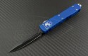 Microtech Knives Blue Ultratech D/E Automatic OTF D/A Knife (3.44in Black Plain ELMAX) 122-1BL - Front