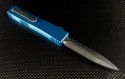 Microtech Knives Blue Ultratech D/E Automatic OTF D/A Knife (3.44in Satin Plain 154-CM) VNT-0108 - Back