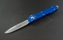 Microtech Knives Blue Ultratech S/E Automatic OTF D/A Knife (3.44in Stonewashed Plain ELMAX) 121-10BL - Front