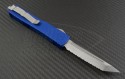 Microtech Knives Blue Ultratech T/E Automatic OTF D/A Knife (3.44in Stonewashed Serr ELMAX) 123-12BL - Back