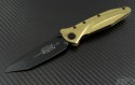 Microtech Knives Brass Socom Delta S/E Folder Knife (4in Black Plain ATS-34) 163-1BRT - Front