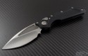 Microtech Knives Custom Carbon Fiber DOC S/E Automatic Folder S/A Knife (3.25in Black Plain) DOC-C-KS-ALUM-SW - Front