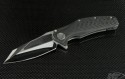 Microtech Knives Custom Carbon Fiber Mini Matrix S/E Flipper Knife (3in Mirror Polished Plain 154-CM) m-matrix-cf-hp - Front